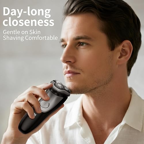 Miniatura 8 de Maquinilla de afeitar eléctrica para hombres con recortadora desplegable, afeitadora eléctrica impermeable IPX7 para hombre, afeitadoras