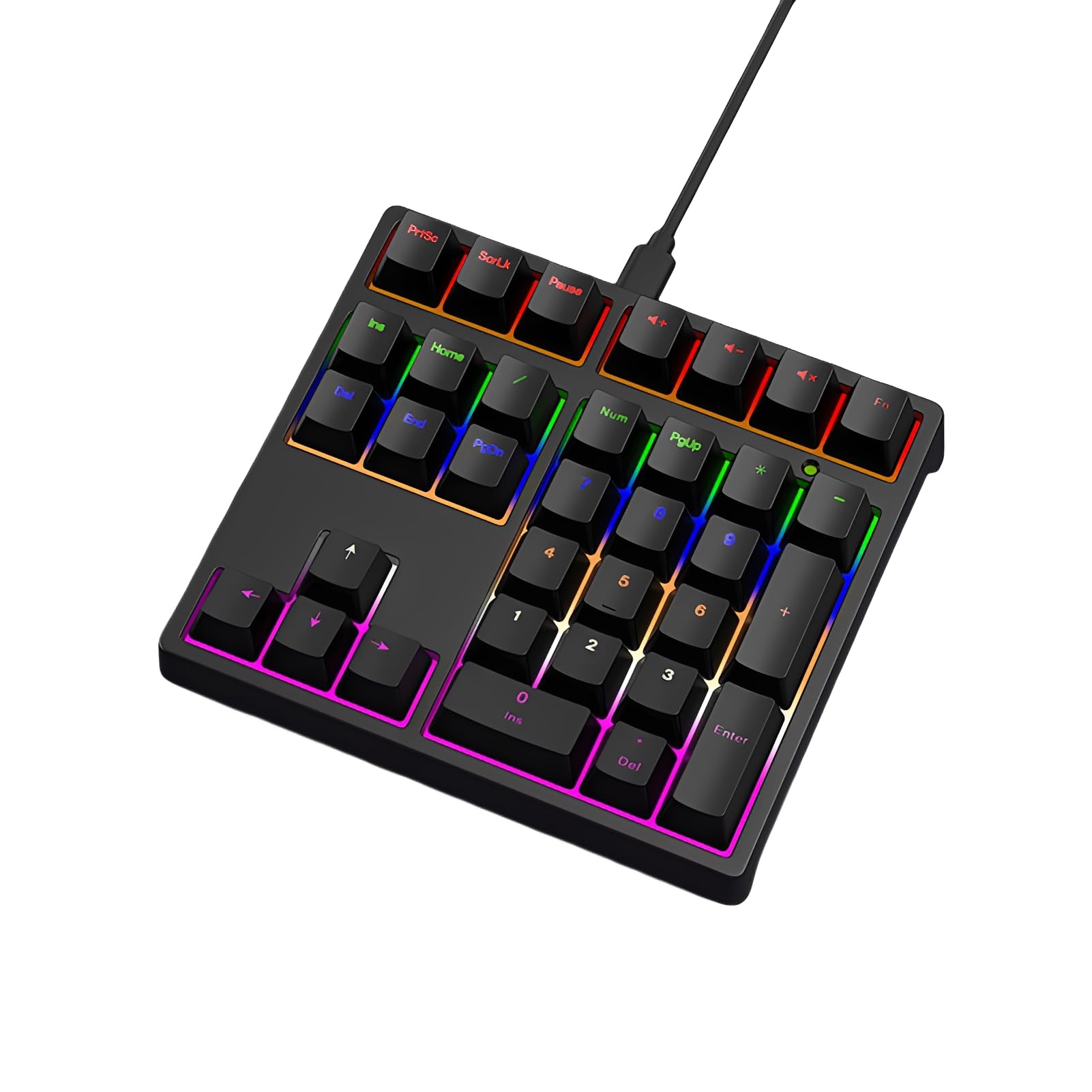 VBESTLIFE Wired Mechanical Number Pad, 34 Keys Blue Switch Numeric Keypad with RGB Backlit and Detachable Type C Cable, for Desktop Laptop PC (Black)