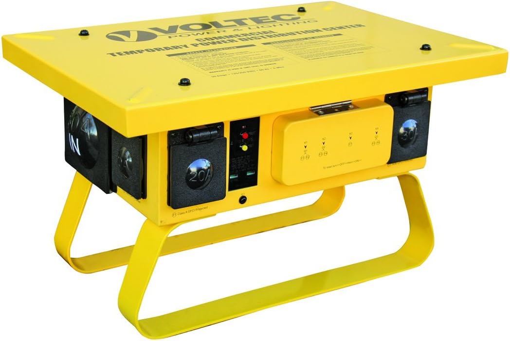 Voltec09-00375 Locking Temporary Power Box with 3 GFCI, 50 Amp, Yellow