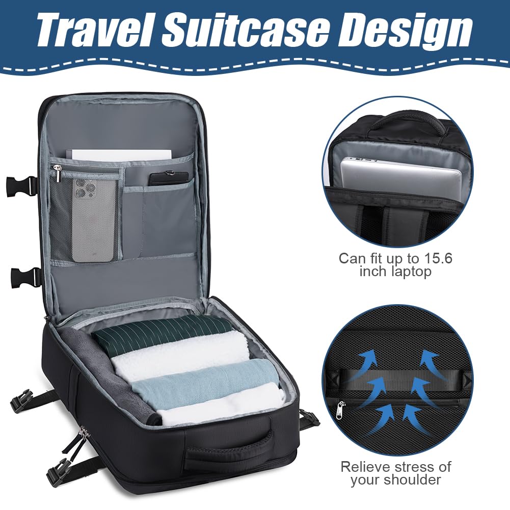 flintronic Zaino per Ryanair, Zaino da Viaggio, Aereo Bagaglio a Mano Antifurto, Borsa da Cabina, Zaino Aereo Unisex con Porta USB