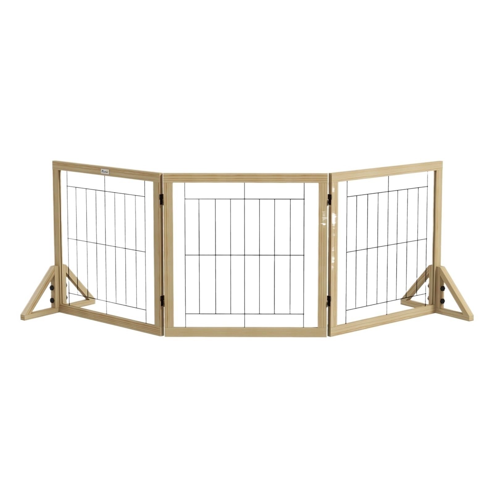 Natural Wood Extendable Dog Barrier Stair Safety Gates Easy Installtion