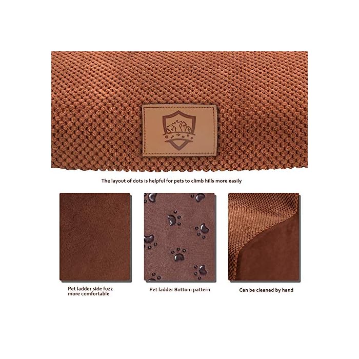 Pawchop Dog Steps for Bed, 3 Steps Pet Stairs with Non-Slip Washable Cover, 57x40x40cm High Density Foam Dog Ramp for Bed and Sofa, Stairs & Steps for Small Dogs and Cats - Brown - Image 4