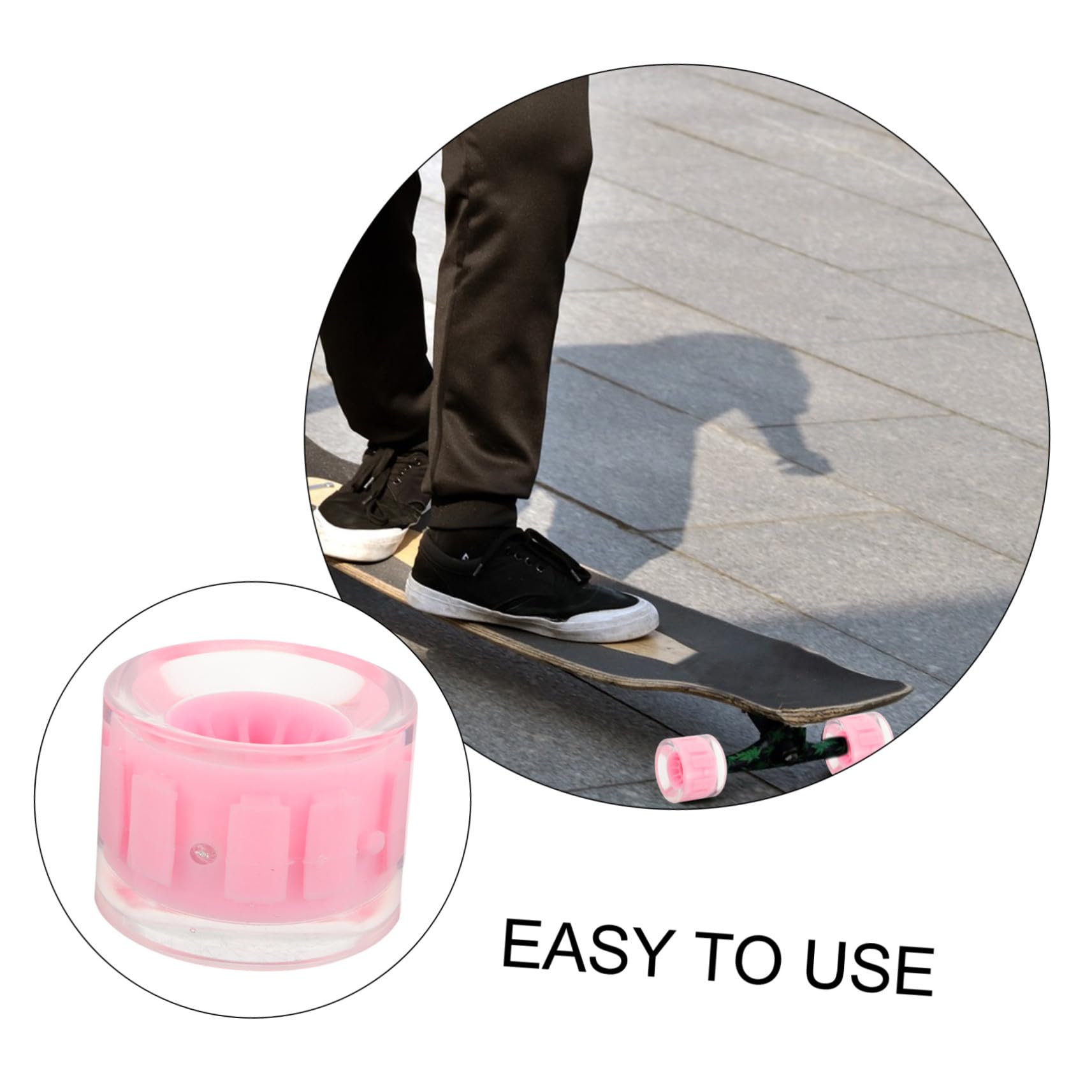 WOONEKY 4 Ruedas de Patineta Grande y Estabilidad Mejorada Cruiser de PU Rosa Diseño Interior Cóncavo para Uso en Parques y Plazas