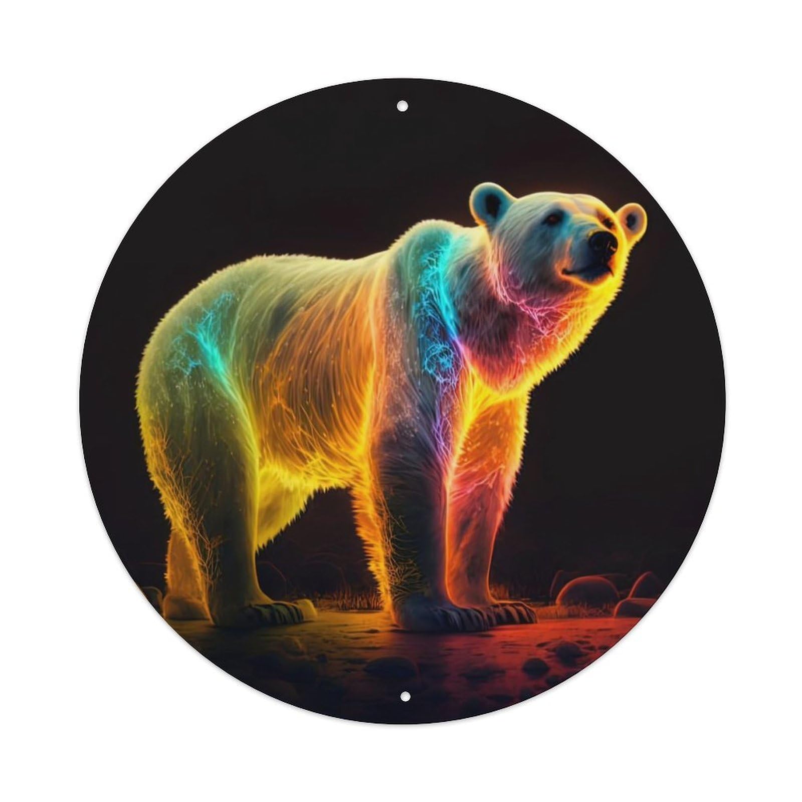 Colorful Polar Bear Nimal Artwork Vintage Metal Tin Sign Plaque Wall Decor for Cafe, Club Bar, Office, Garden Metal Poster 8x8Inch