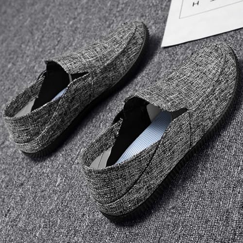 MILDSEVEN Simplicity Men's Fashion Canvas Shoes, Casual Traditional Chinese Linen Shoes, Handmade Comfortable Retro Loafers,8,A2