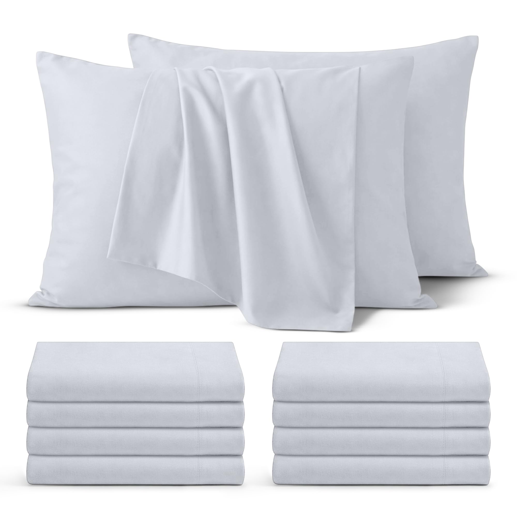 BEDIO White Pillow Cases 4 Pack – Ultra Soft Brushed Microfiber Pillowcases Standard Size with Envelope Closure, Breathable, Wrinkle Free, Durable Set of Pillow Covers (50 x 75 Cm)