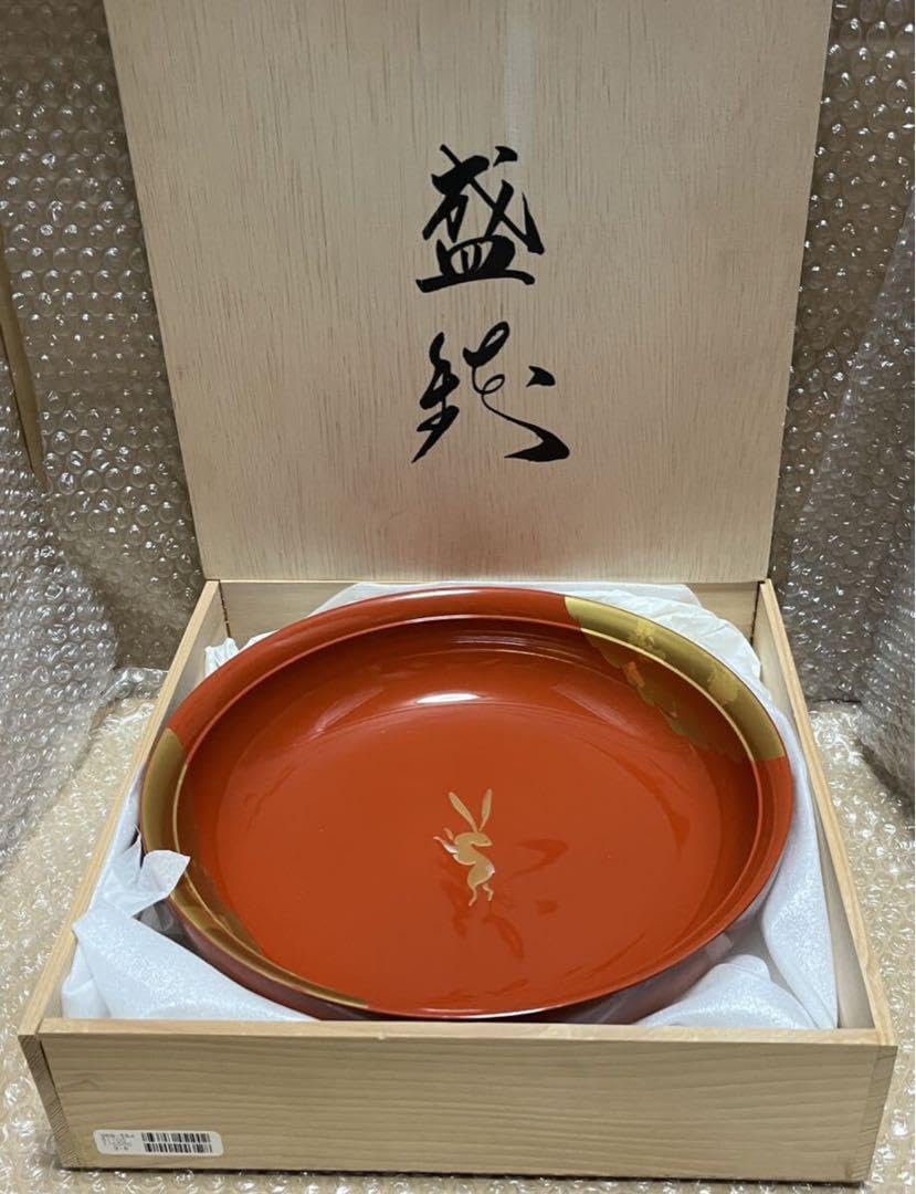 茶器茶道具 菓子器平安 象彦 さび朱 松葉蒔絵 銘々盆 菓子皿 5枚セット