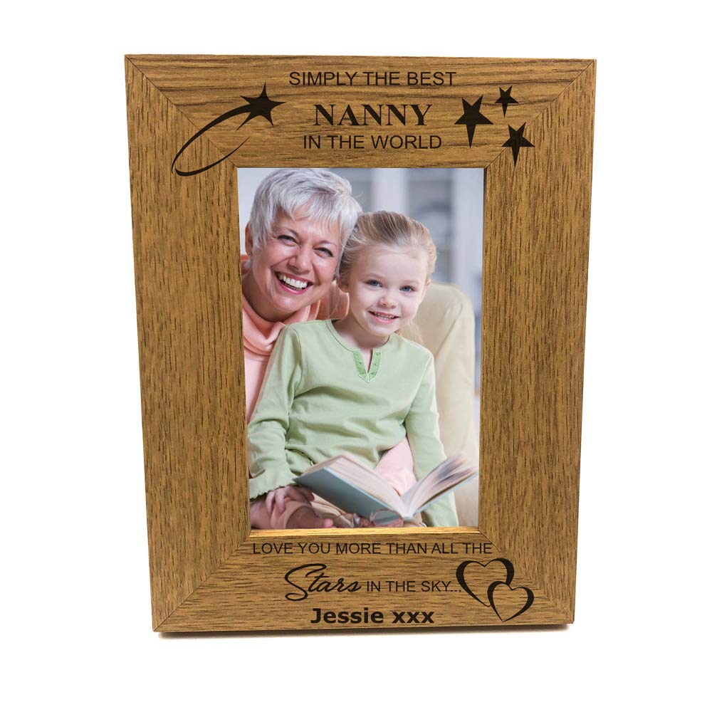 Personalised Simply The Best Nanny Portrait Wooden Photo Frame Gift (5 x 7 Inch)