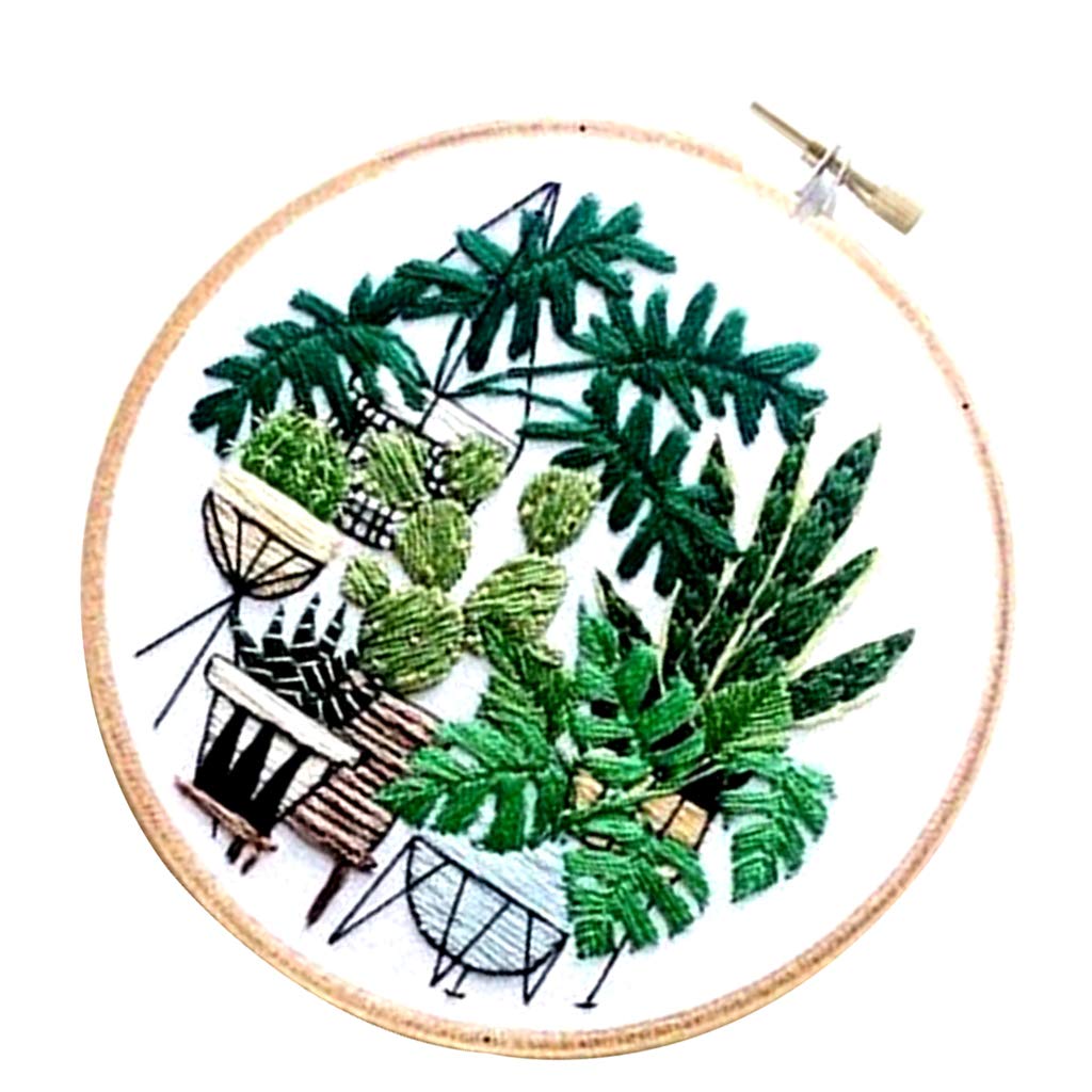 Stamped Embroidery Kit with Pattern Cross Stitch Crafts - Pot Plant EC009