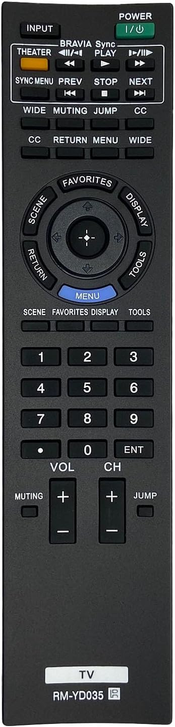 RM-YD035 YD033 YD034 YD040 YD041 YD059 Replacement Remote Compatible with Sony TV KDL-40EX400 KDL-46EX400 KDL-40EX401 KDL-32EX301 KDL-32BX300 KDL-46EX401 KDL-32FA600 KDL-60EX500 KDL-55EX500