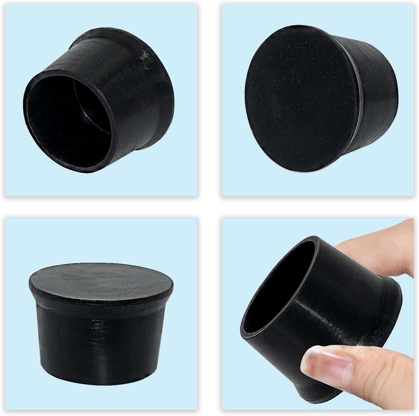 Flyshop 8Pcs Black Durable Silicone Non-Slip Chair Leg Tips Caps Floor Protectors Round Furniture Table Foot Covers 2", 50 mm