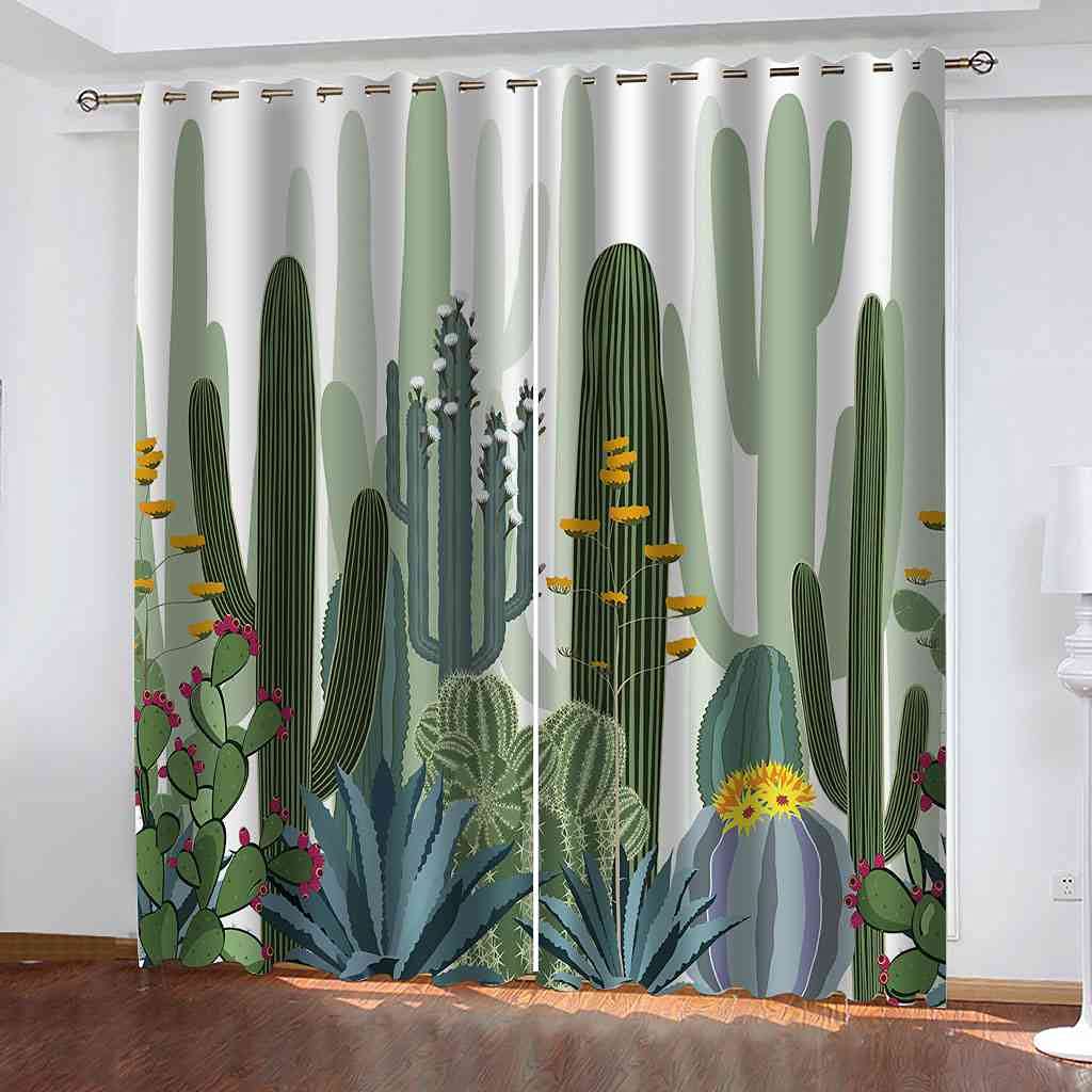 Rideaux occultants enfant 3D cactus vert pour créer un cocon de douceur dans leur chambre