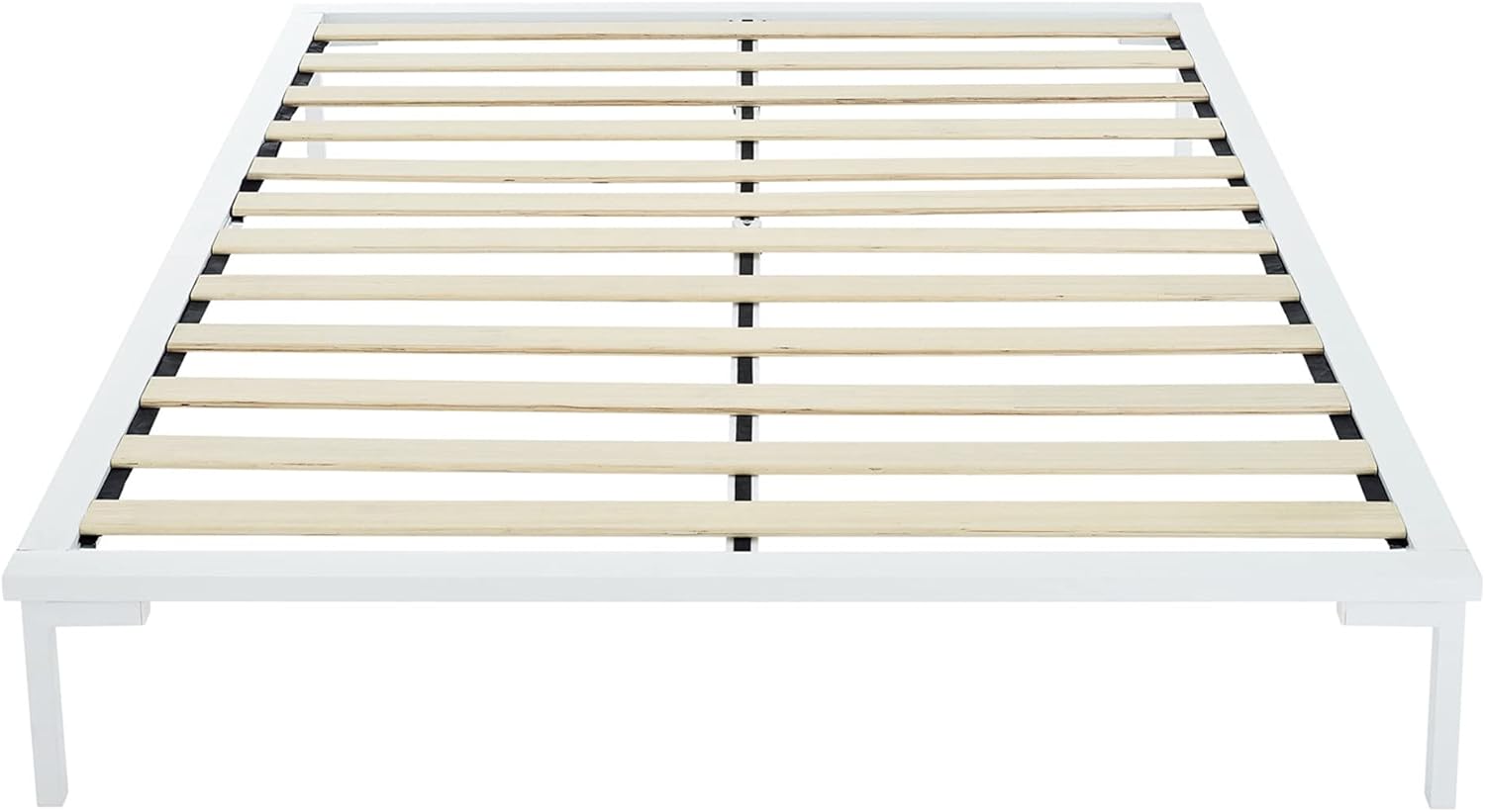 Classic Brands Coventry Wood Slat and White Metal Platform Bed Frame Base, King