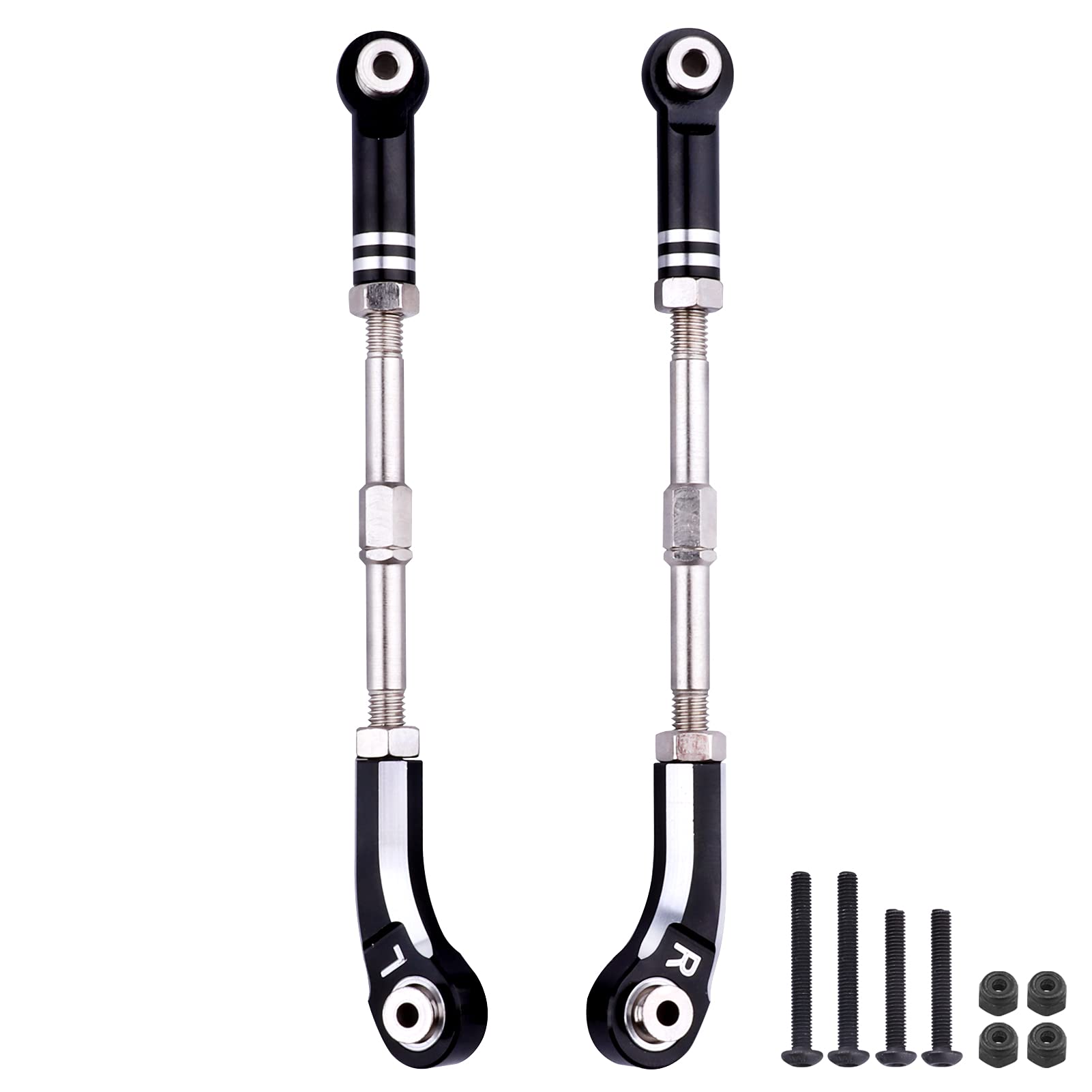 Aluminium Steering Camber Link Set Toe Link Steering Linkage Turnbuckles and Camber Links for Arrma 1/8 Kraton/Notorious 6S BLX Upgrades Parts (Black)