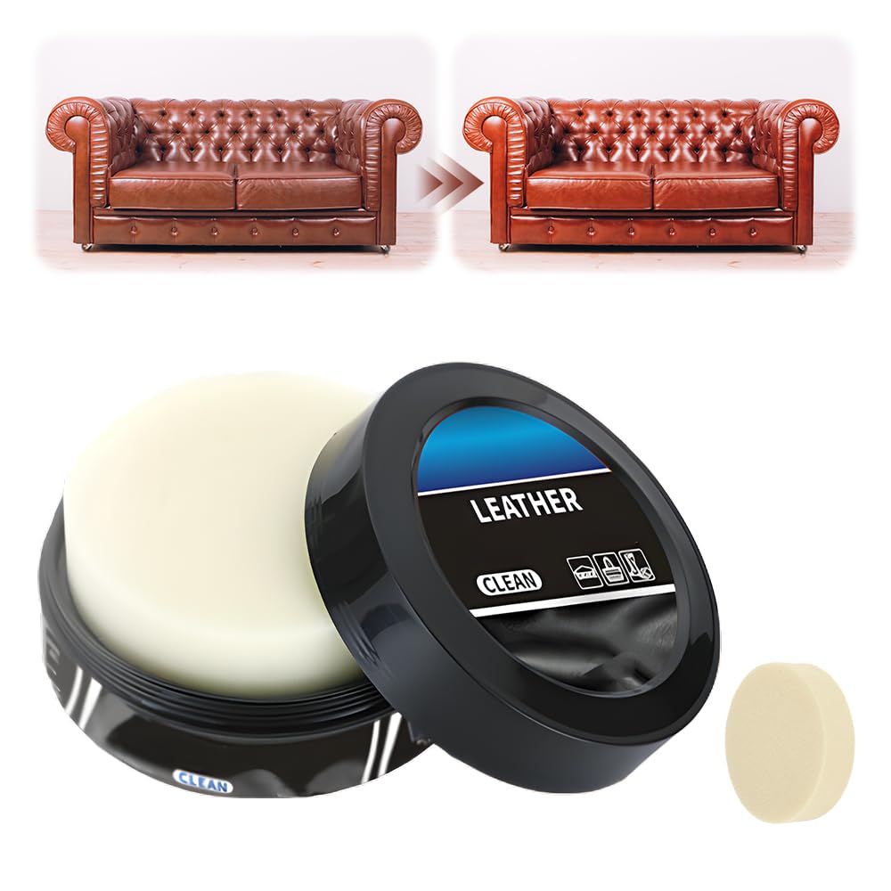 Cleaning Paste for Leather Care, 2025 New Multifunctional Leather Maintenance Cream with Sponge, Car Leather Repair Cream, Automotive Interior and Furniture Leather Cleaning Cream (1)