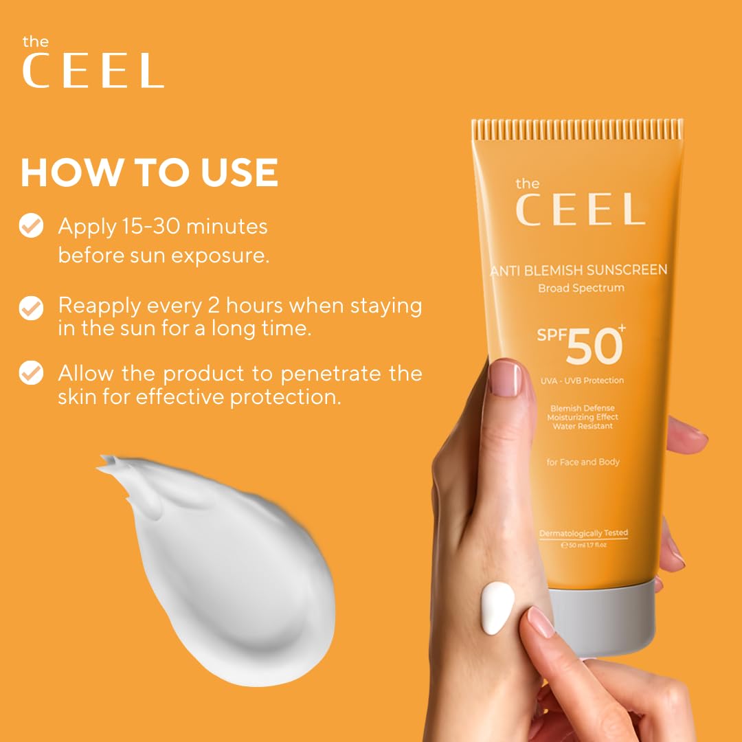 The Ceel Face Sunscreen | Sunscreen SPF 50 | Water-Resistant Formula | Broad Spectrum Sun Screen UVA/UVB Protection | Lightweight, Non-Greasy | Suitable for All Skin Types-50 ML - Image 4