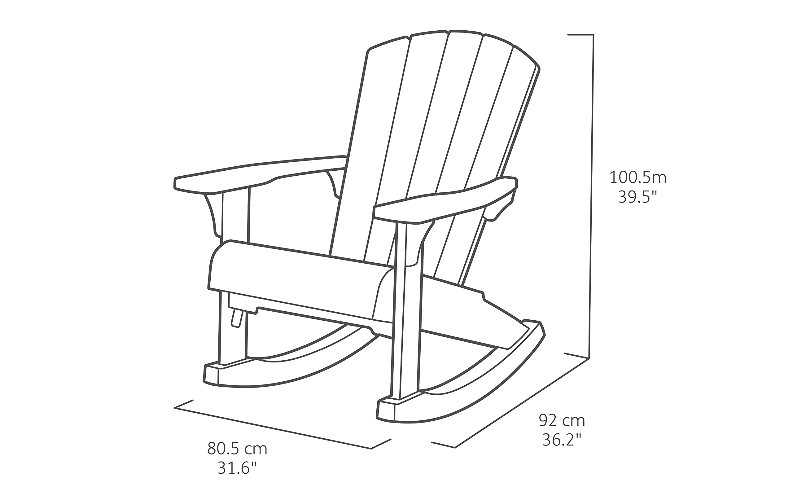 Keter - Sedia da giardino Adirondack con dondolo colore Bianco 80,5x92x100,5 centimetri