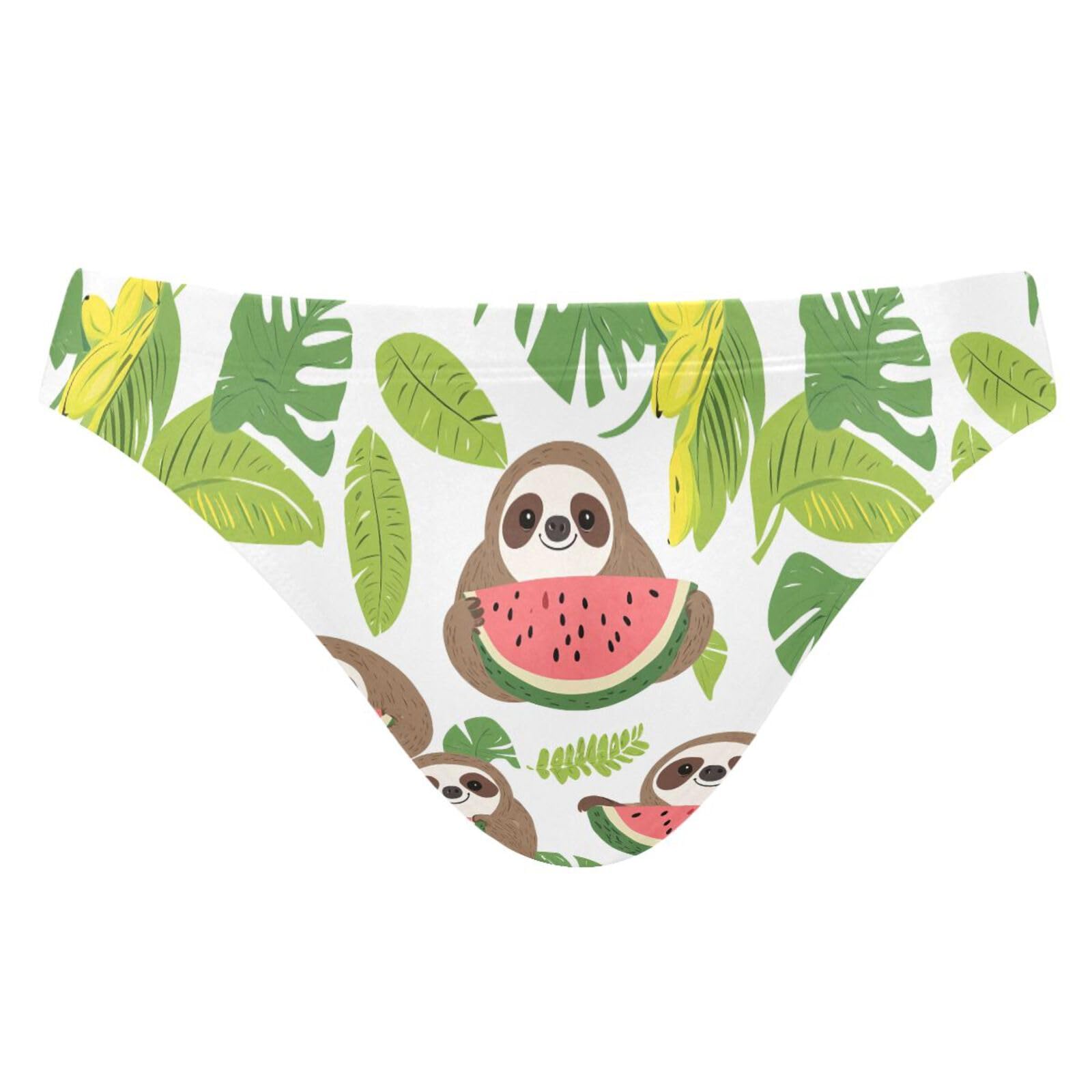 UMIRIKO Men's Cute Cartoon Sloth Eating Watermelon Swimsuit Bikini Swimwear XXL 202c0103