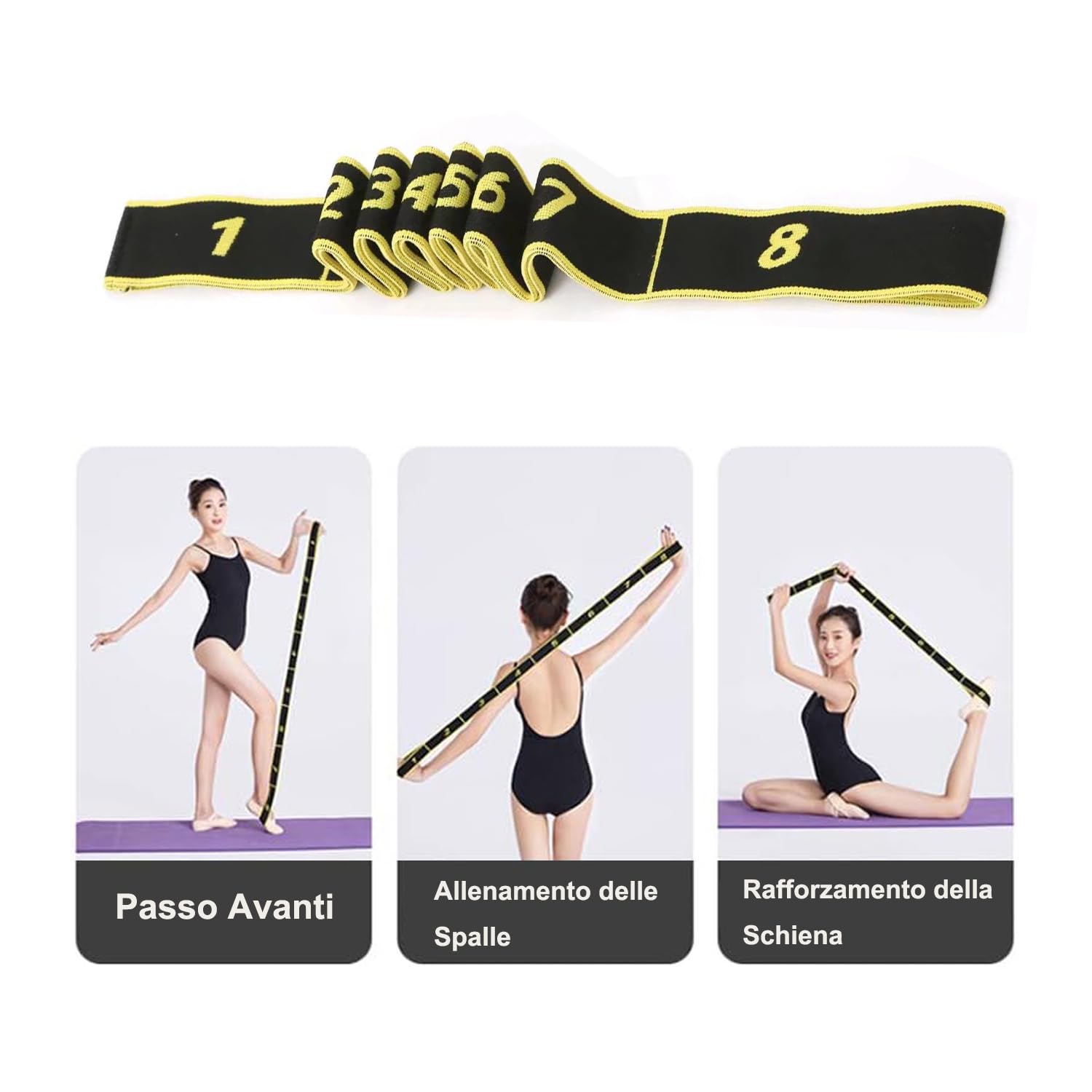 Fasce Di Resistenza Con 8 Loop - Bande Elastiche Fitness Per Yoga, Stretching E Allenamento - Foto 10