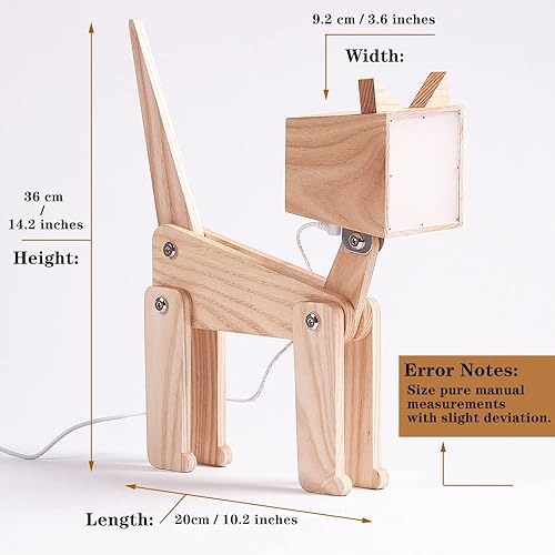 Miniatura 3 de Lámpara de mesita de noche única con cuerpo ajustable para gato, lámpara de escritorio de madera divertida con interruptor táctil regulable, luz