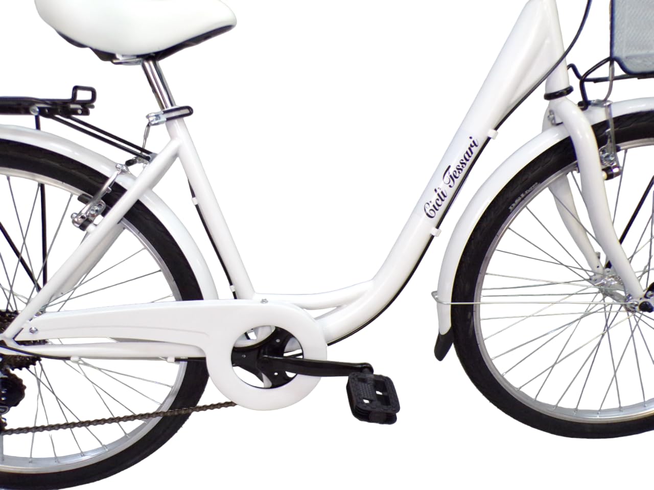 Bicicleta para mujer bicicleta de paseo city bike 26 cambio de 6 velocidades, cuadro bajo (blanco)