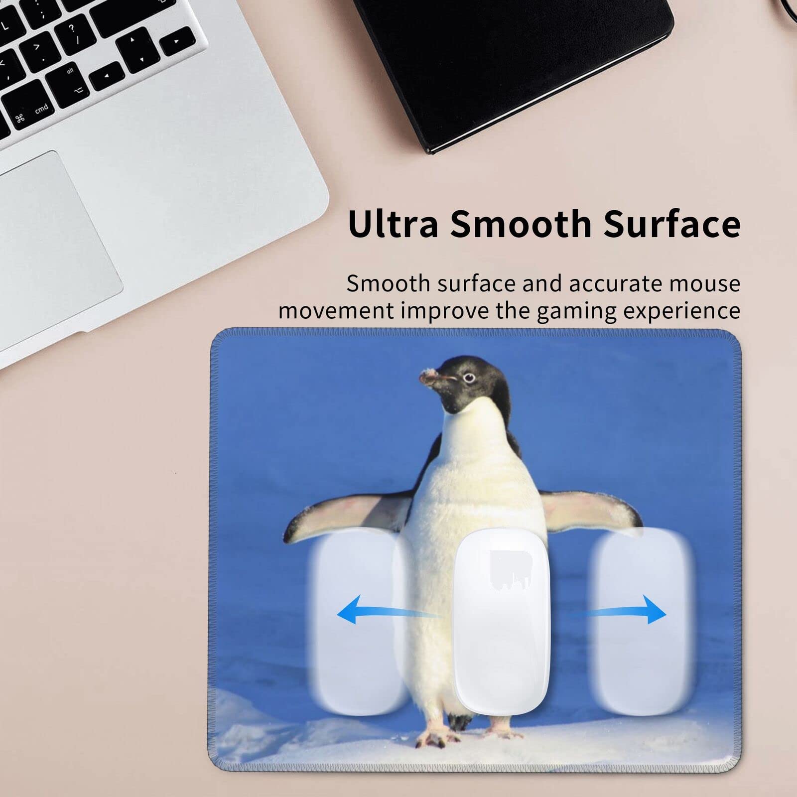 Winter Penguin Gaming Mouse Pad, Office Desk Mat, Anti-Slip Rubber