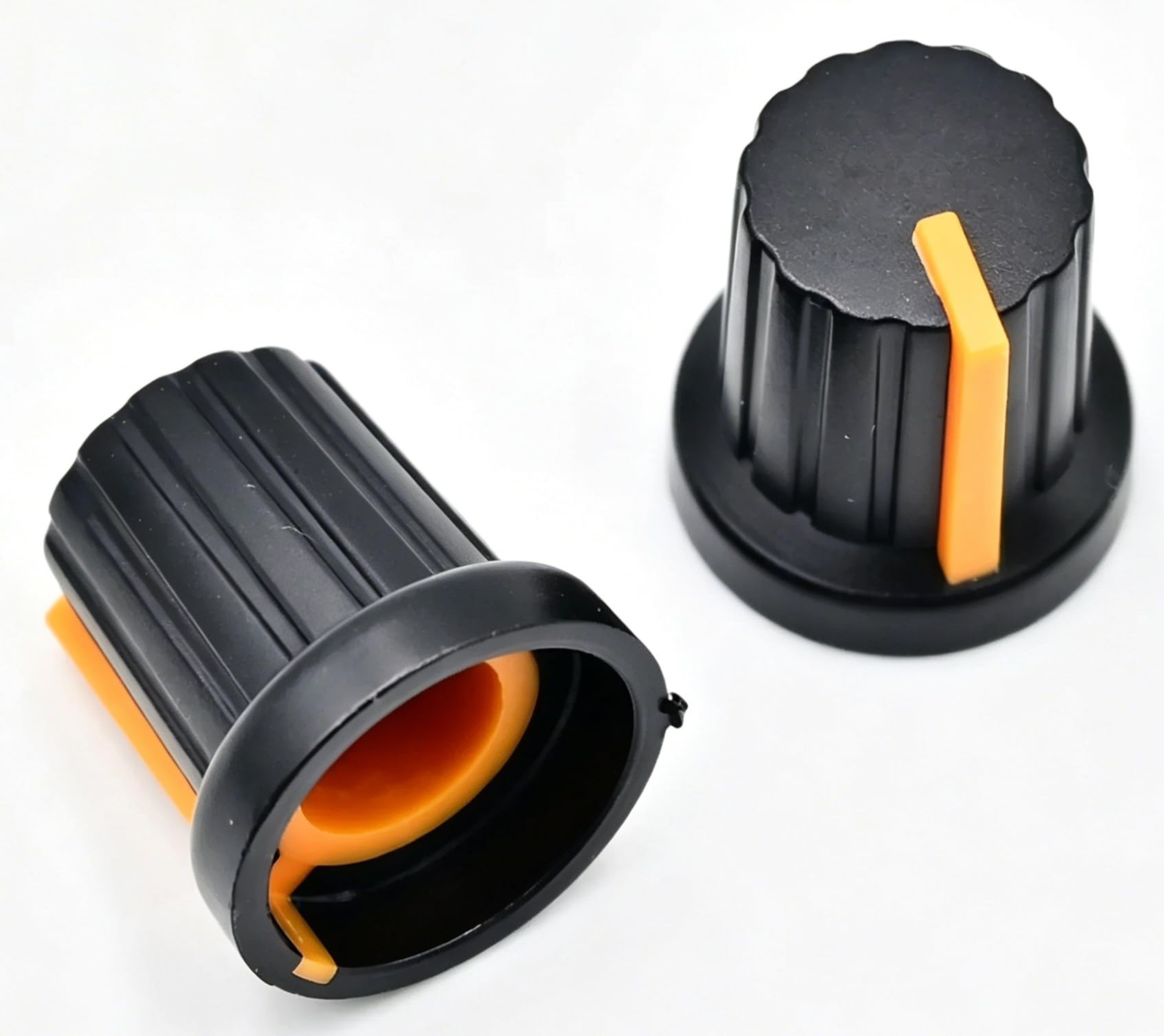 QVCTADPC 10Pcs 6mm Shaft Hole Dia Plastic Threaded Knurled Potentiometer Knobs Caps(Orange-10pcs)