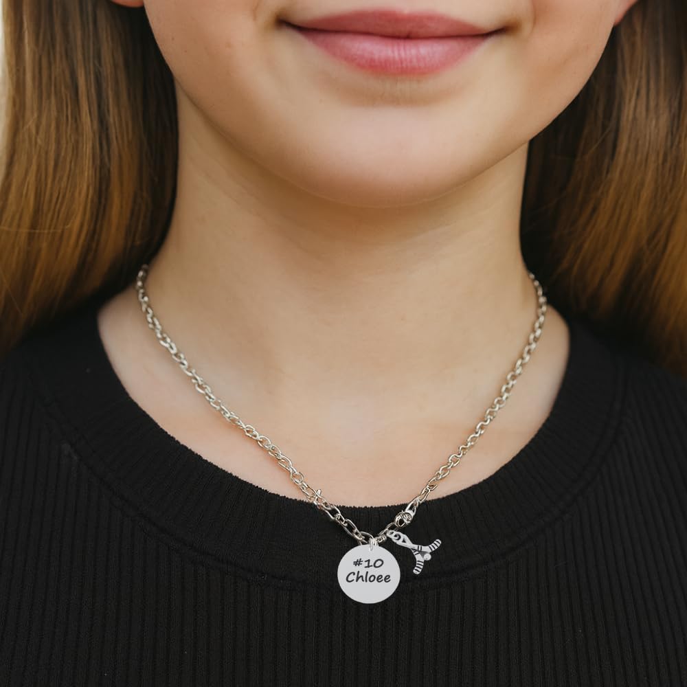 Custom Hockey Necklace with Player Number and Name Tag – Personalized Sports Jewelry with Sticks Charm – Stainless Steel Chain – Gift for Girls, Teens – Compatible with All Ages - Image 5