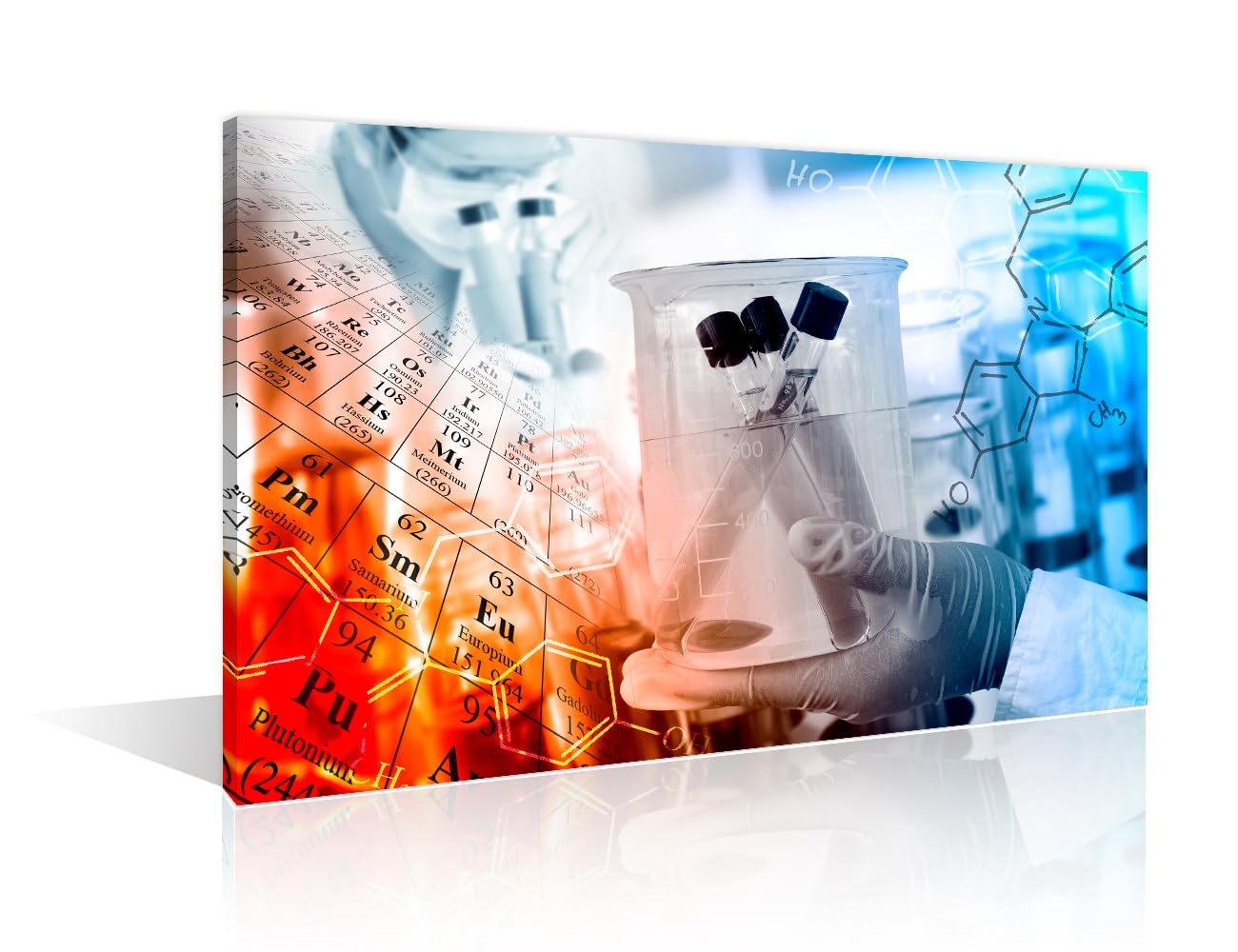Scientist and Test Tubes Laboratory Concept Framed Wall Art Chemical Equations and Periodic Table Pictures Wall Prints 1 Panels Prints for Wall Decor Stretched and Framed Ready to Hang (12" Wx18 H)