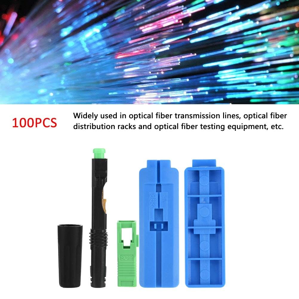 DEWIN Conector Rápido de Fibra SC,100 Piezas Conectores fríos de Fibra óptica rápida SC/APC Conector de Fibra Optica SC para Conexiones de Fibra óptica monomodo y Conexiones de Interfaz FC