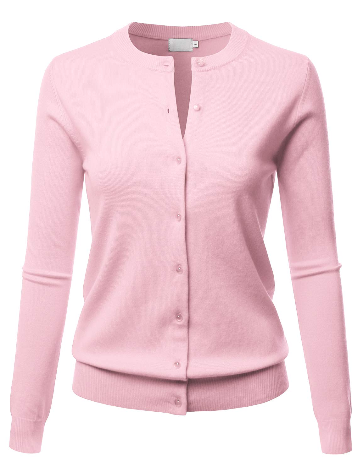 LALABEE Women's Crew Neck Gem Button Long Sleeve Soft Knit Cardigan Sweater