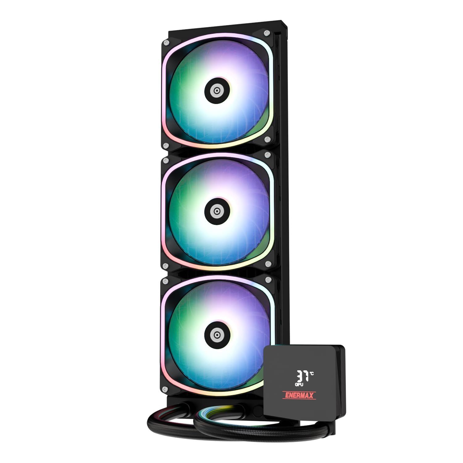 ENERMAX AquaFusion V2 360mm ARGB AIO CPU Liquid Cooler w/Digital Display, 3X 120mm PWM Fan 380W TDP, for Intel 1851/1700/1200/115X, AMD AM5/AM4