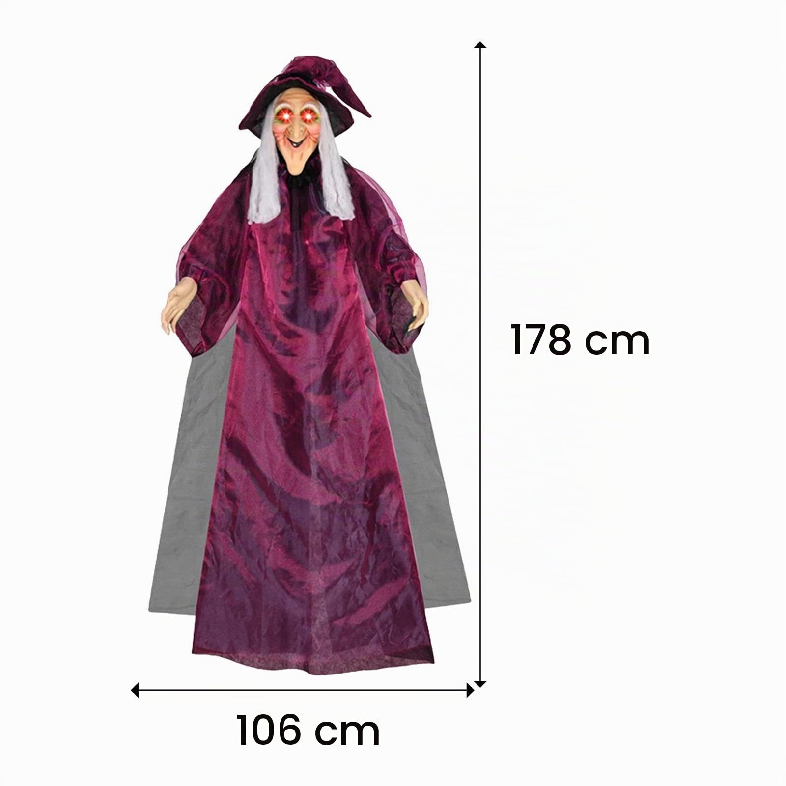 Perfeclan Strega Animata sospesa Decorazione di Halloween Suoni spettrali 70 Pollici a grandezza Naturale Multiuso Casa stregata Prop per labirinti Spaventosi,