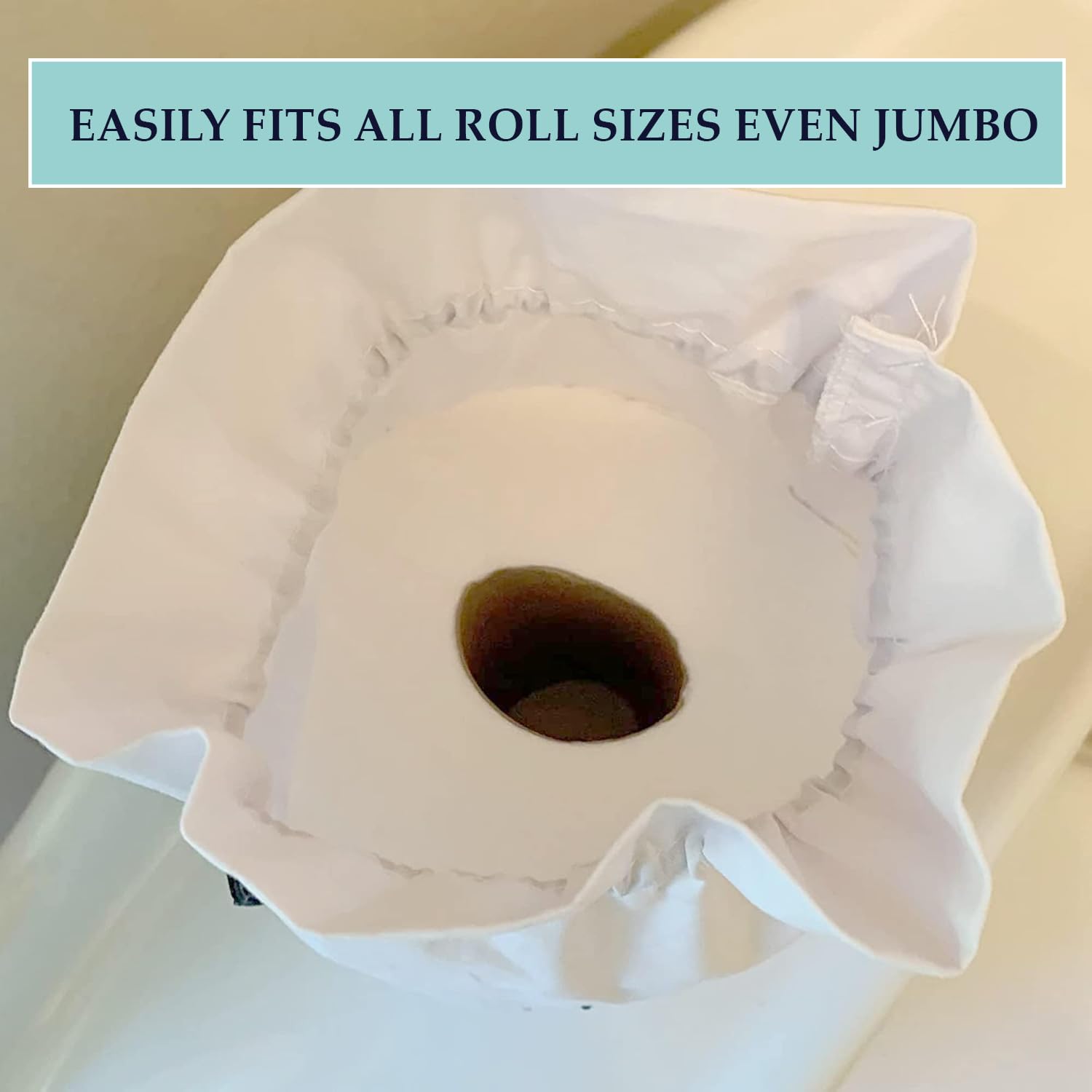 Born Uncommon Funny Spare Toilet Tissue Cover - Reusable Fabric Toilet Paper Roll Storage Bag with Drawstring Closure - Bathroom Decor for Office, Hotels & Home