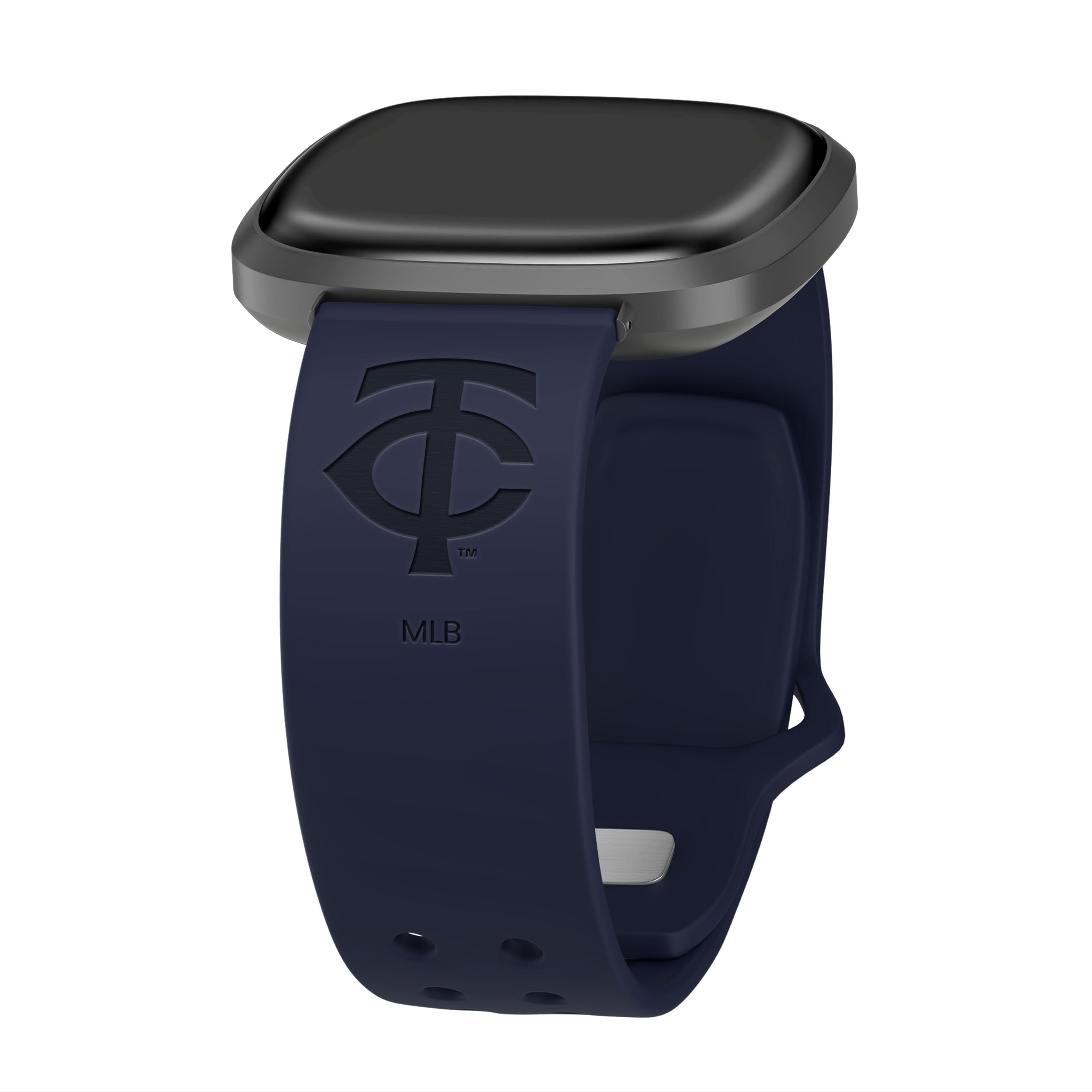 Game Time Minnesota Twins Engraved Silicone Sport Watch Band Compatible with Fitbit Versa 3 and Sense (Navy)