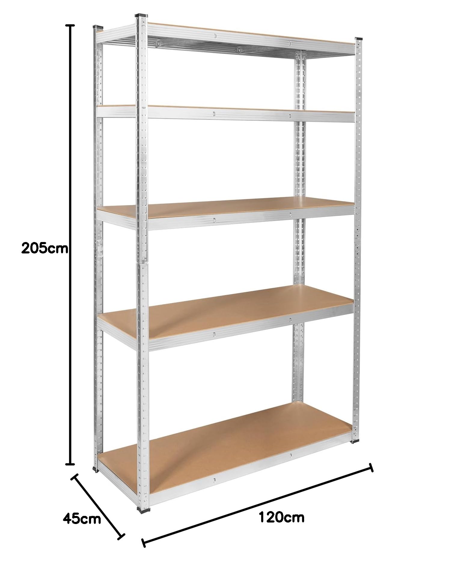 Rebel Electro Regał Metalowy Magazynowy 205x120x45 Srebrny RB-1253