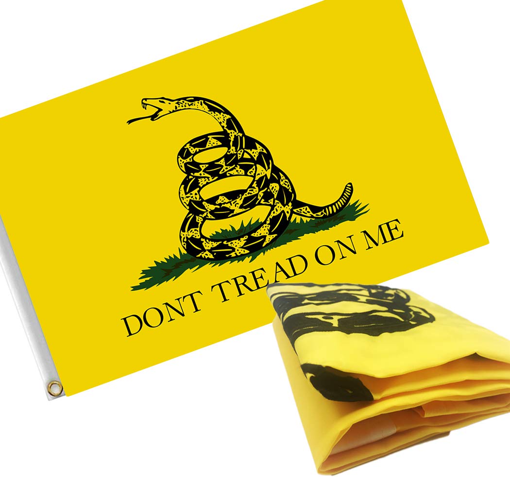 ERT Gadsden Don't Tread On Me Flag 3x5 Ft Embroidered Durable 210D Nylon for Outside - UV Fade Resistan - Brass Grommets - 3x5 Foot Yellow Gadsden Tea Party Flag