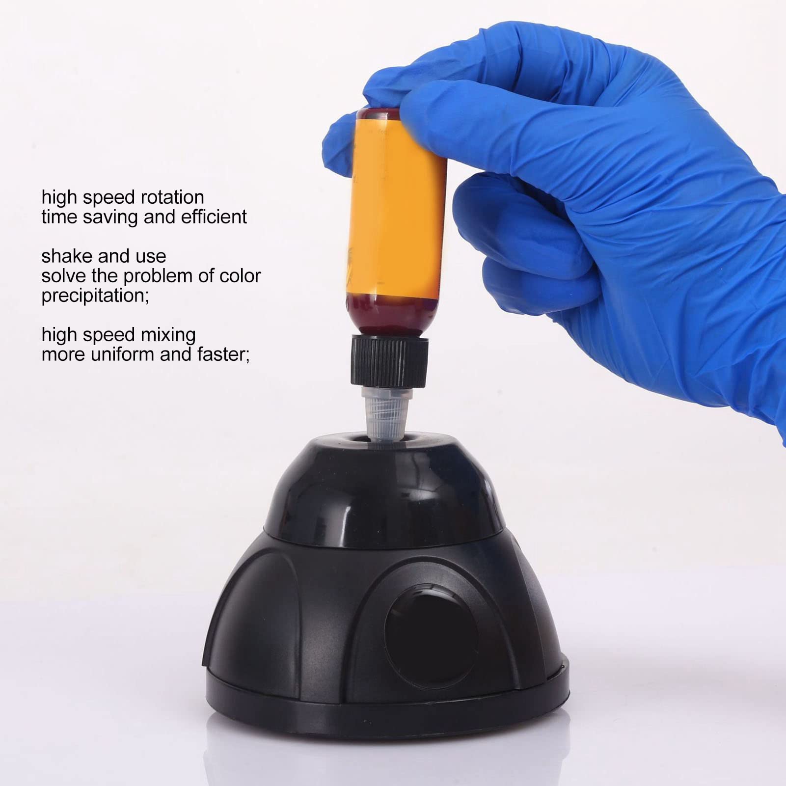 Liquid Vortex Mixer, Nagellack Rührer Paint Mixer 7000 RPM Mehrzweck Mini Vortex Mischer, Wiederaufladbarer Elektrischer Schüttelmischer für Flüssige Pigmente(Schwarz)