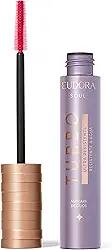 EUDORA GLAM SOUL MÁSCARA CÍLIOS TURBO ULTRA RESISTENTE 10g - Volume e Definição - Pantenol - Resistência à Água e Suor - 11h de Duração - Preta