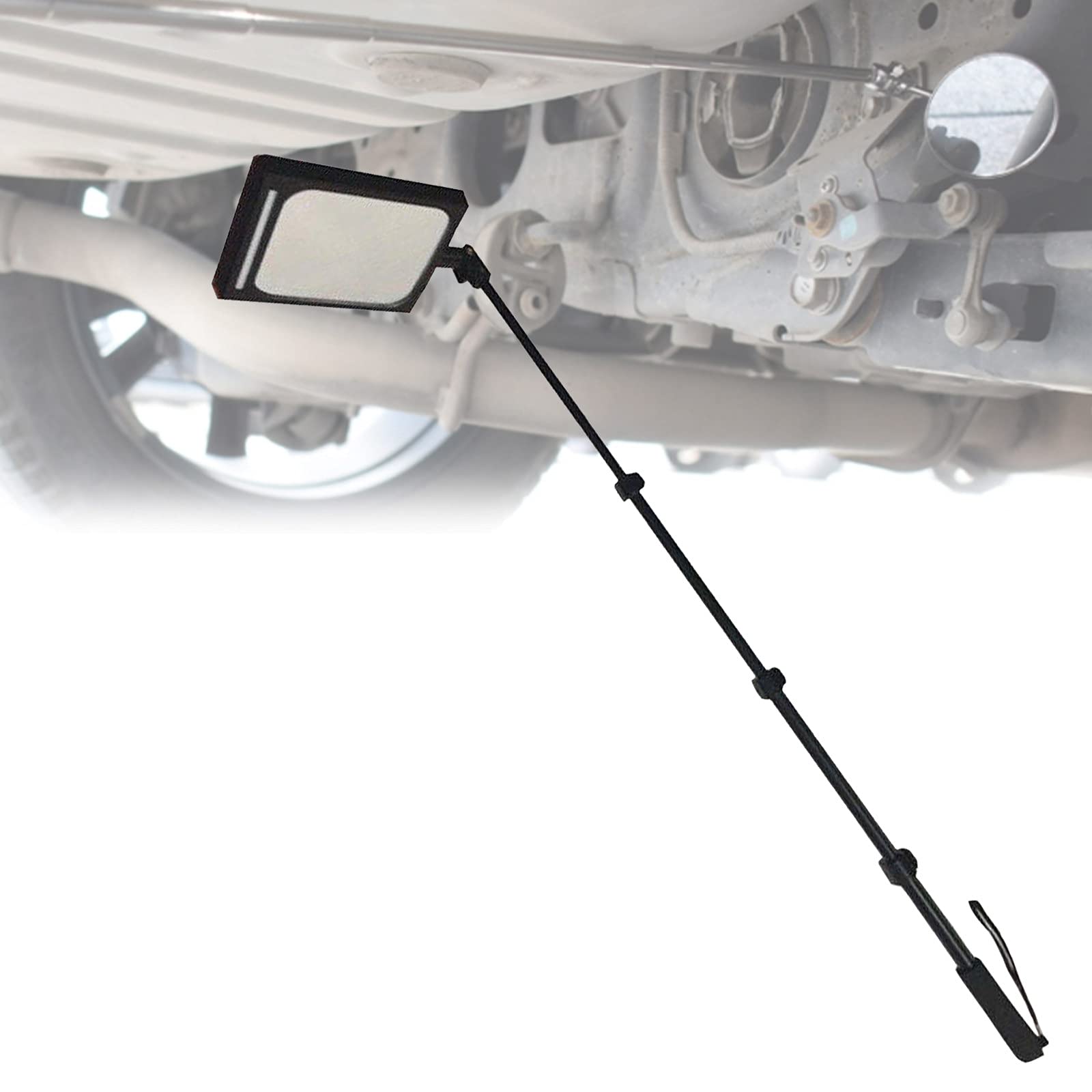 Espejo De Inspección Vehicular, Herramienta De Agarre Telescópica Magnética, Equipo Visual para Vehículos con Luz Led, Espejo De Inspección Cuadrado con Mango Ajusta