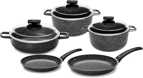 Olympia Hard Cook - Juego de utensilios de cocina antiadherentes de aluminio fundido sin PFOA, 8 piezas