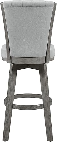 Miniatura 5 de Set of 2 Pub Height Swivel Dining Chairs Tufted Fabric Upholstered Solid Wood Kitchen Table Seating Chair Sets for Room,Gray-2Set