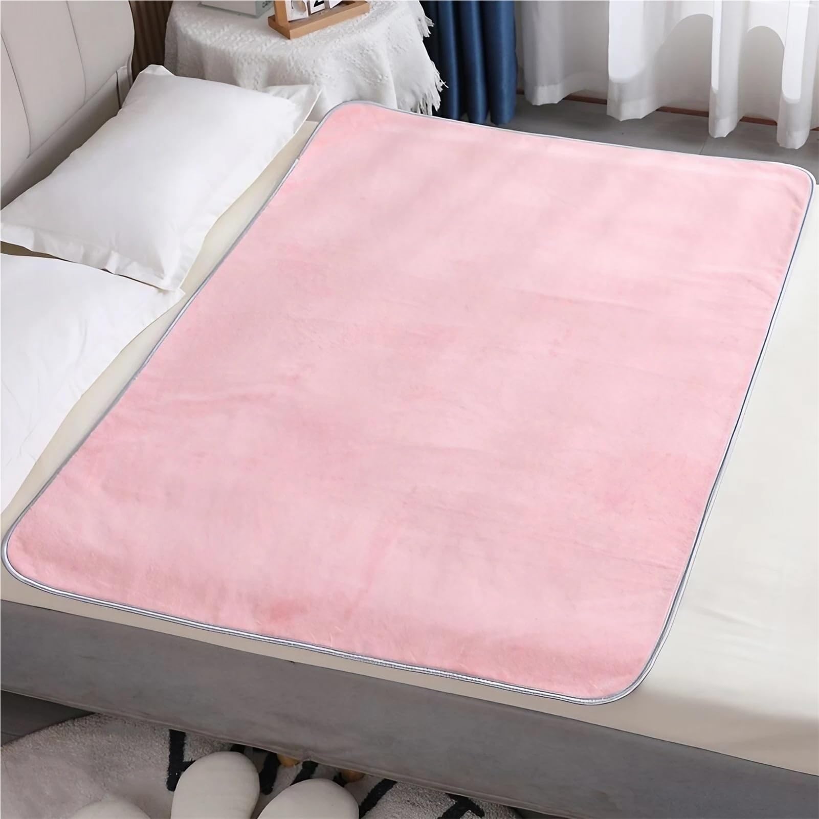 Empapadores Cama Adultos Impermeable y Antideslizante, Almohadilla Incontinencia Lavable Reutilizable, A Prueba De Fugas para Ancianos Mascotas(Pink,120 x 200 cm)