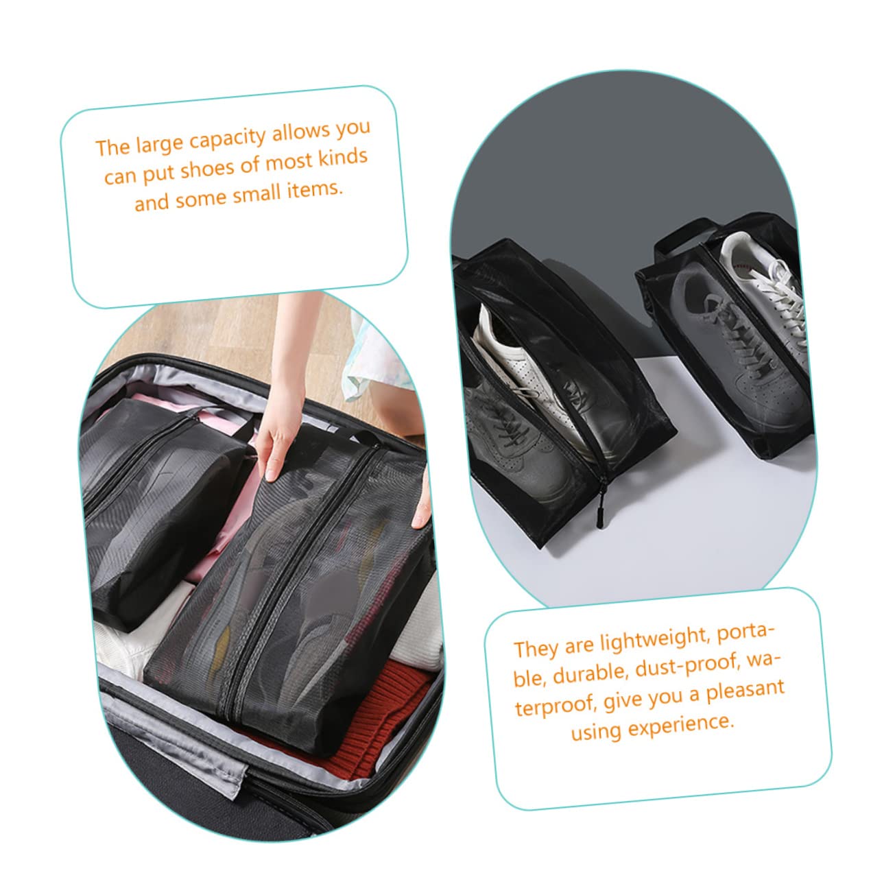 6stücke Tragbare Schuhtaschen Atmungsaktive Mesh Schuhbeutel Für Reisen Organizer Zur Aufbewahrung Von Schuhen Reiseaccessoire Für Ordentliche Gepäckorganisation
