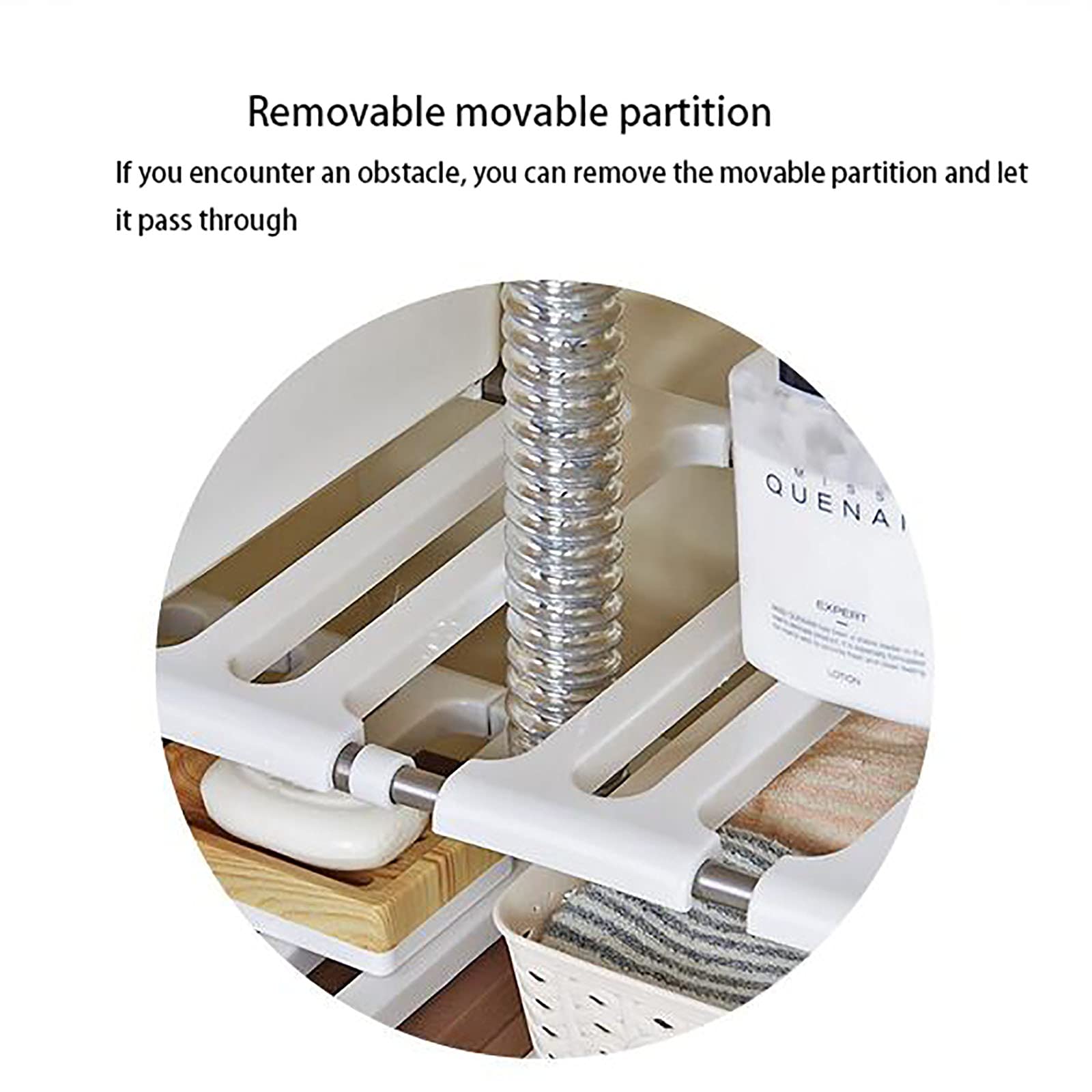 QUNINE Küchenorganisatoren, Aufbewahrungsregale, verstellbar, ausziehbar, vielseitig einsetzbar, für Küche, Badezimmer, unter der Spüle, Regal, Organizer/Grau (Grau)