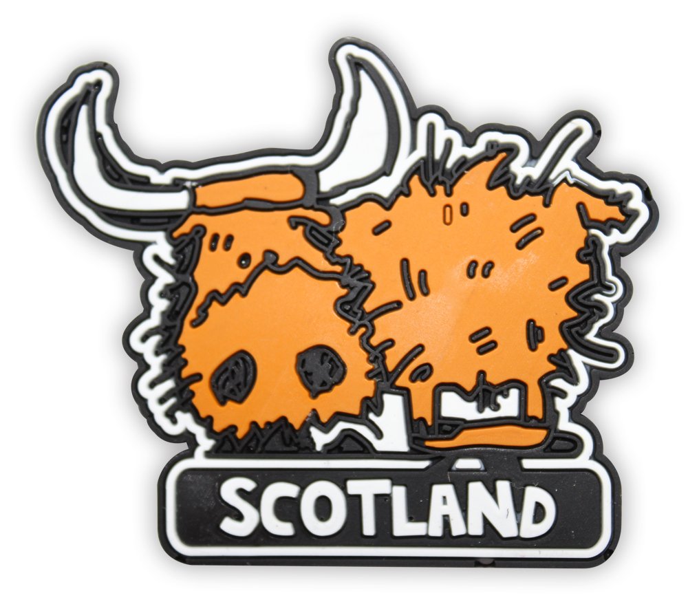 Must Have Souvenirs Toffee Highland Cow Scotland Scottish Pu Fridge Magnet Lion Rampant Tartan (Toffee Highland Cow)
