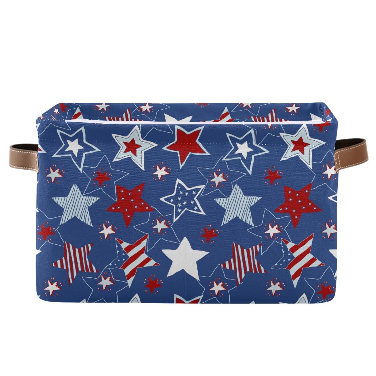 Storage Basket American Stars Flag Large Collapsible Storage Baskets Bins with Handles Cube Laundry Organizer for Nursery Home Office Pantry