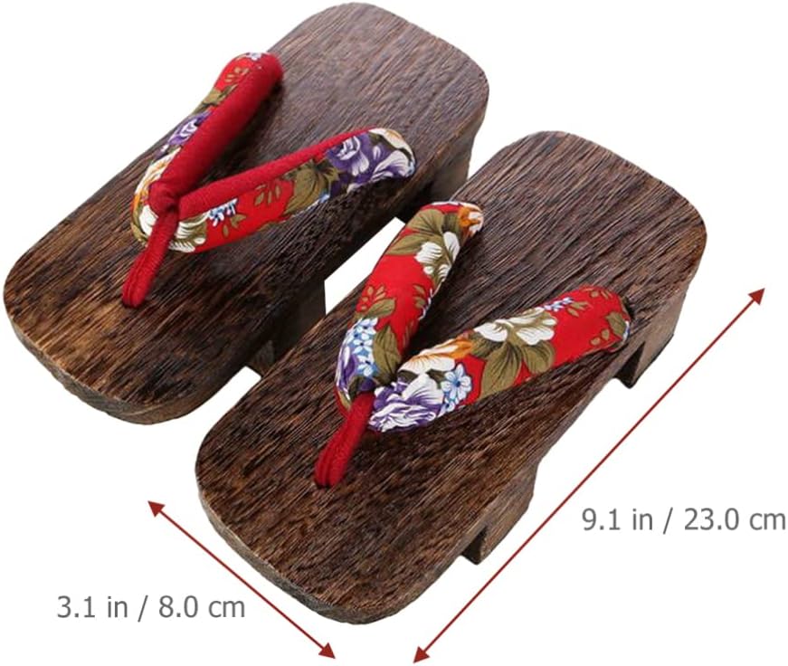 ARTIBETTER Womens Slippers Japanese Wooden Clogs Floral Geta Sandals Geisha Cosplay Clog Shoes Kimono Costume Accessories for Women Girls Size 38 Clogs Home Slippers - Image 8