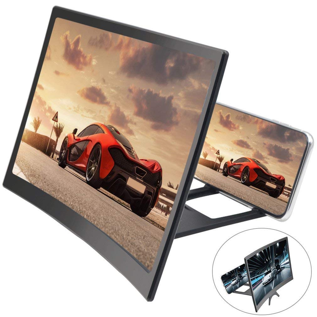 Dubom A 12 Inch Mobile Movie Magnifier 12 Inch 3D Cell Phone Screen Projector Hd Expander Enlarge Curved Screen Magnifier Amplifier For Mobile Phone Video Reading/Obeservation/Repairing Magnifying Screen For Watching