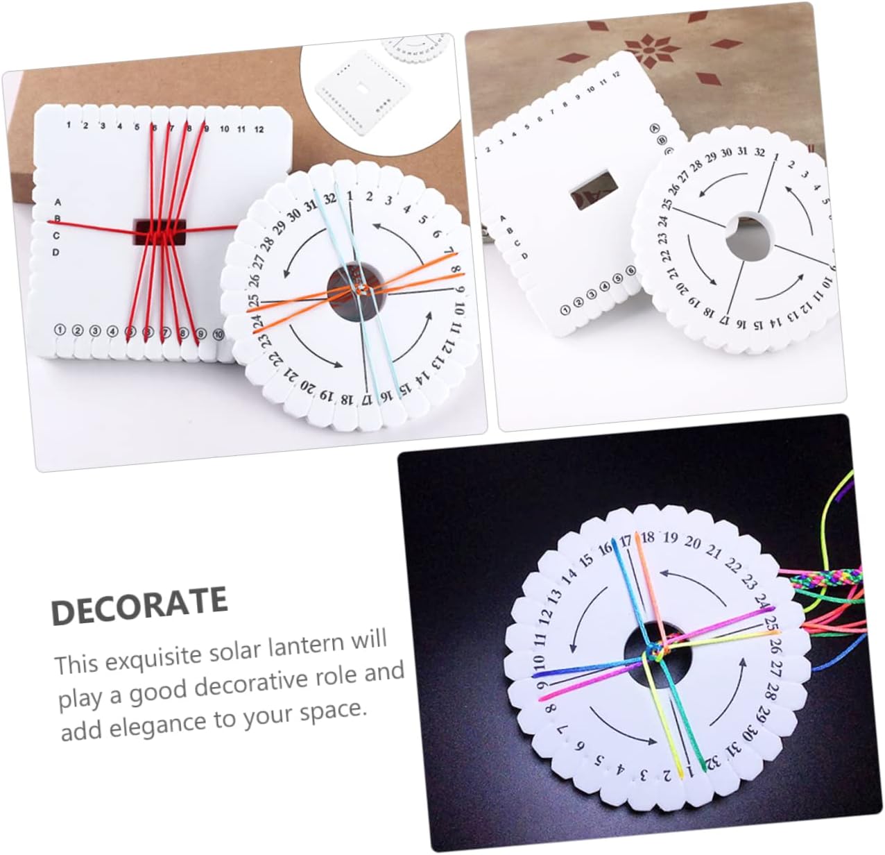KONTONTY 8pcs Bracelet Weaving Disk Round Braiding Boards for Handmade Accessories Lightweight and Portable Beading Tool for Necklaces Belts and Bracelets